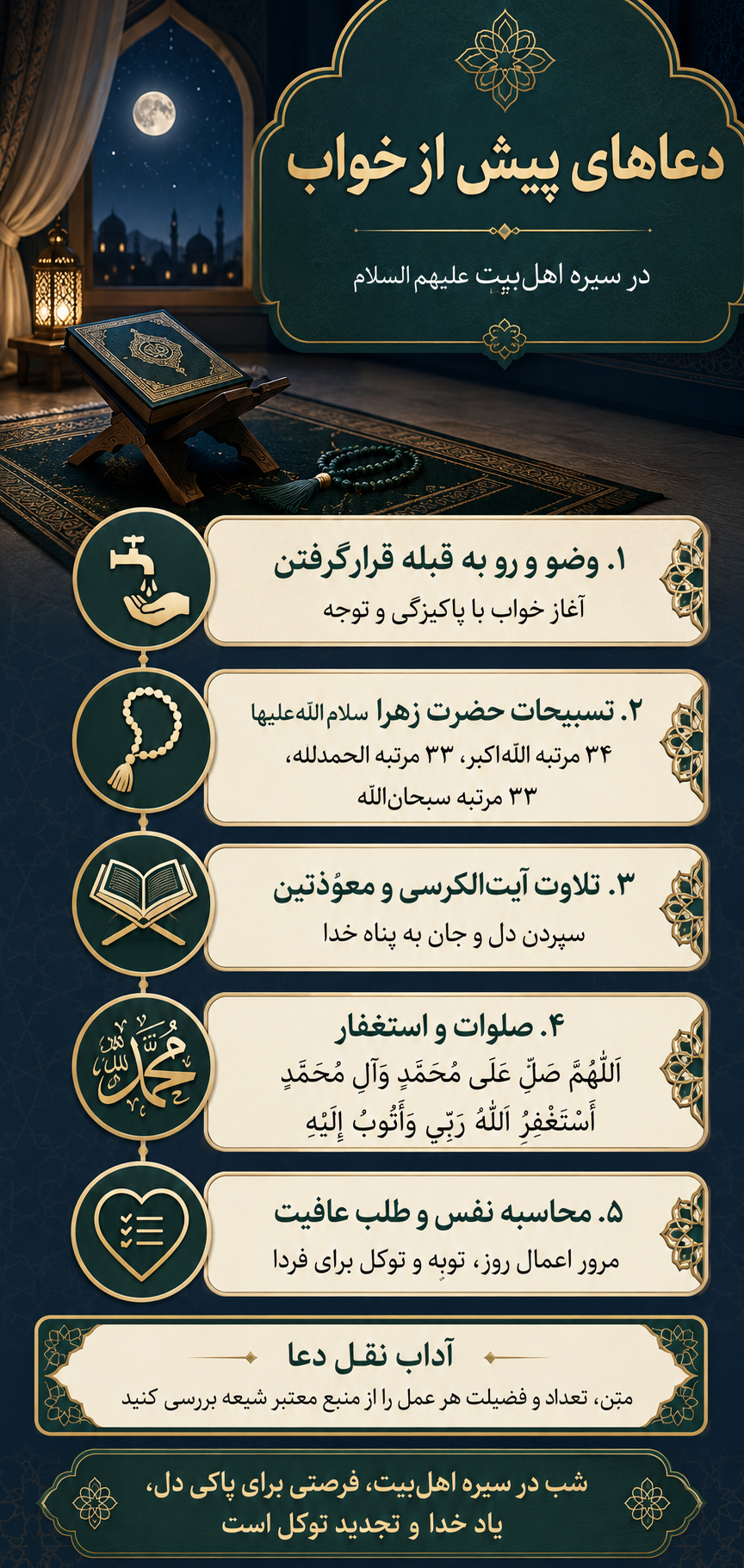 دعاهای پیش از خواب در سیره اهل‌بیت علیهم‌السلام