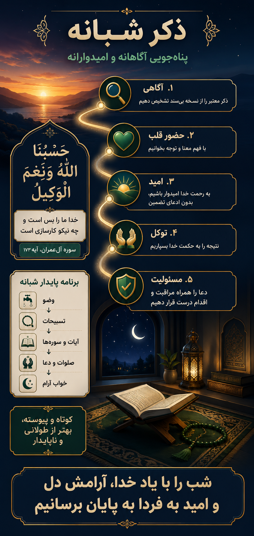 ذکر شبانه؛ پناه‌جویی آگاهانه و امیدوارانه